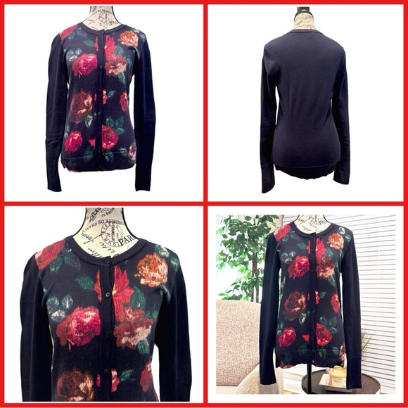 Merona Women’s Floral Print Cardigan Sweater. S/P - Picture 10 of 11